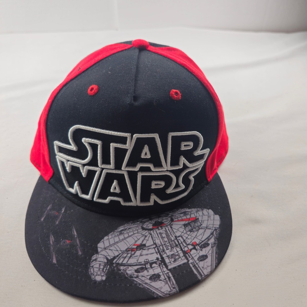 Star Wars Millennium Falcon Snapback Hat Black Red Flat Bill Cap Lucasfilm